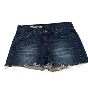 Madewell Cutoff Distressed Denim Dark Wash Jean Shorts Sz 26 w/ 2” Inseam